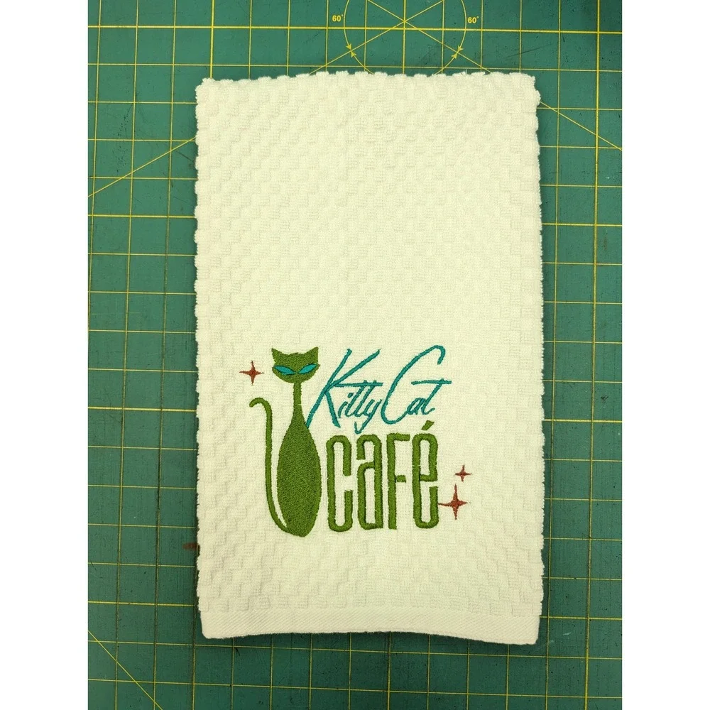 Kitty Cat Cafe Retro Mid Century Modern Atomic Kitchen Bath Hand Bar Towel